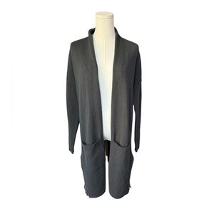 Athleta Charcoal Open Front Long Gray Wool & Cashmere Blend Cardigan Sweater S